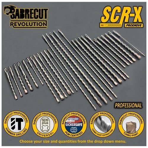 SabreCut Professional 5mm - 12mm PGM Approved Turbo SDS Drill Bits