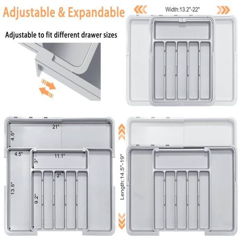Adjustable Kitchen Drawer Organiser Expandable Cutlery Utensil Storage Tray 6-9 — image 5
