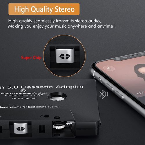 Car Audio Cassette Receiver, Bluetooth 5.0 Cassette Aux Adapter for Listening — image 3