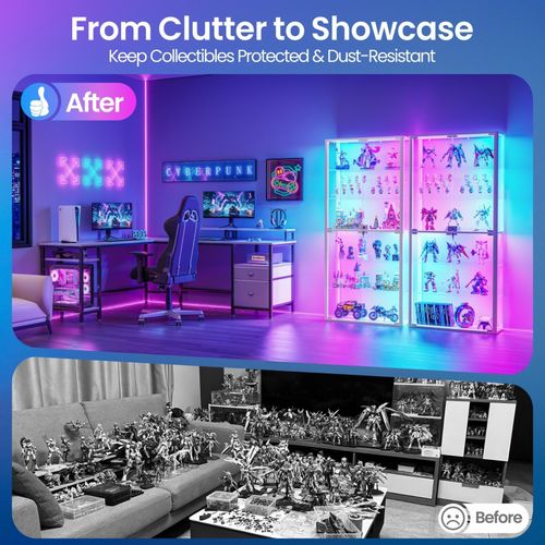 6-Tier Glass Display Cabinet with Lock & RGB Lights, Adjustable Curio Cabinets — image 9