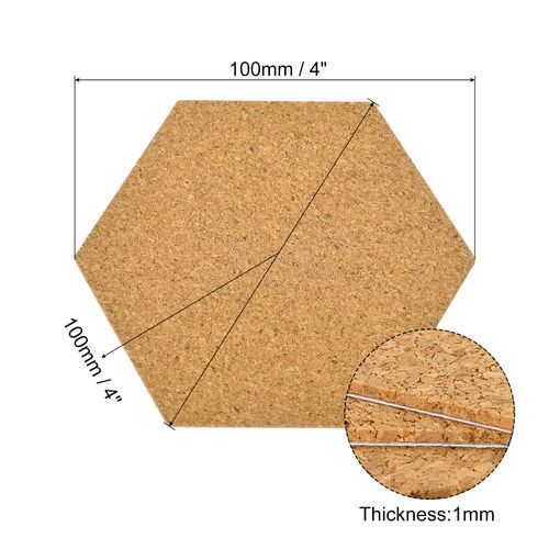40Pcs Self-Adhesive Cork Hexagon 4 inch Cork Backing Sheets Cork Coasters) — image 2