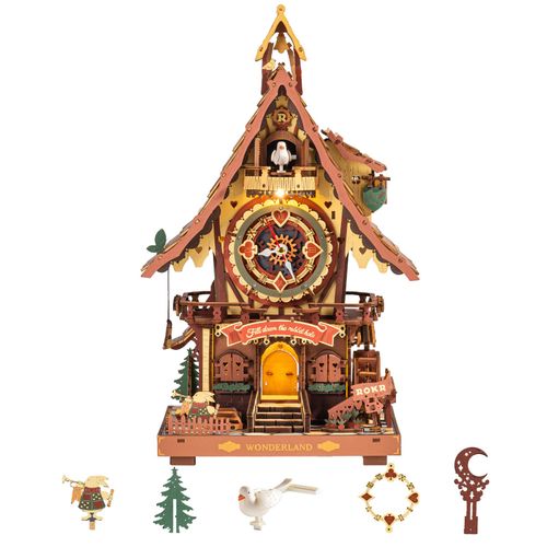 ROKR 3D Wooden Puzzle Cuckoo Clock Mechanical DIY Model Kit Home Decor Xmas Gift — image 2