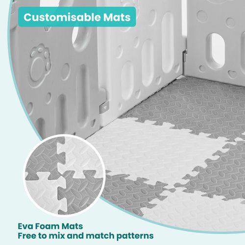 Baby Playpen Large Plastic Play Pen Bear Babies Fence & Foam Play Mat — image 4