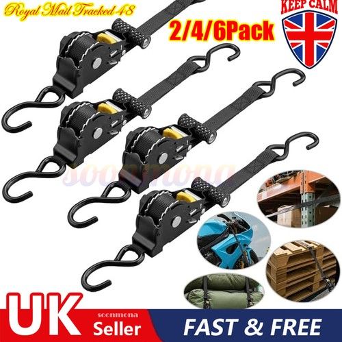 1-20X Automatic Retractable Ratchet Tie Strap Heavy Duty 450kg Load Car Trailer