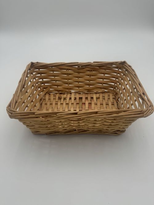 Rectangular Woven Wicker Storage Basket Natural Wood Decorative Tray 11" x 4.9" — image 1