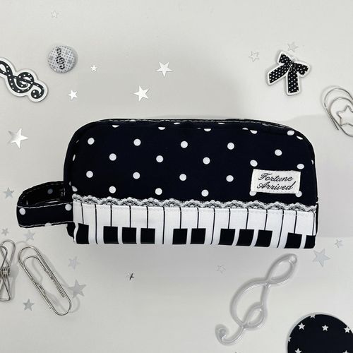 Piano Key Polka Dot Pencil Case Large Student Stationery Bag with Hand Strap — image 8