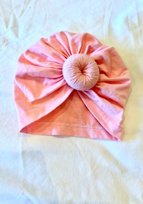 Baby Toddler Turban Hat pink stretch baby hat one size knot hat — image 2