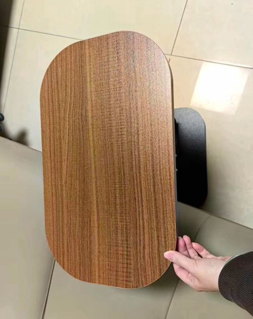Tilting Top Overchair Table, Brown Wood Effect & Black Base, Rectangular