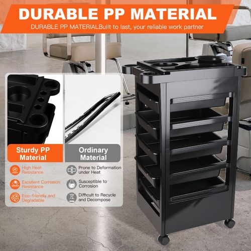 Salon Hairdresser Trolley Beauty Barber Storage Basket Rolling Cart 5 Drawer — image 5