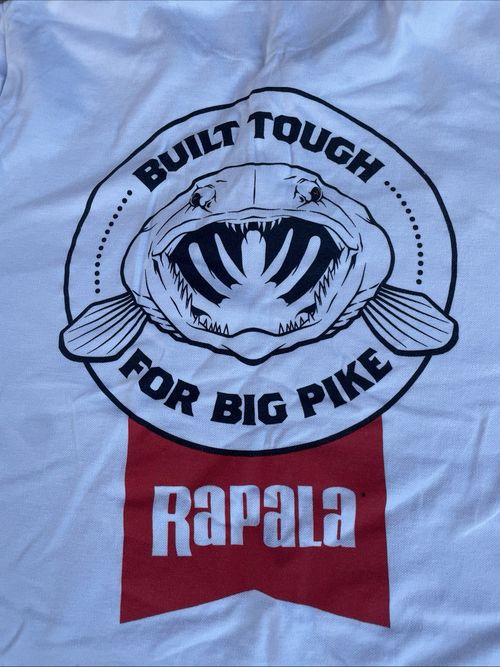 Rare Rapala Men’s XL White Polo Shirt Pike Predator Fishing Short Sleeve Cotton — image 2