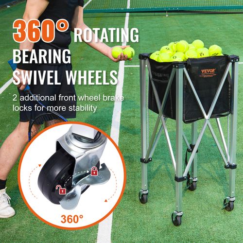VEVOR Tennis Ball Hopper Basket Teaching Tennis Ball Cart with Wheels 180 Balls — image 5