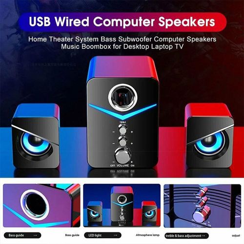 Computer Speakers Surround Sound System LED PC Gaming Bass USB Wired for Desktop — image 11