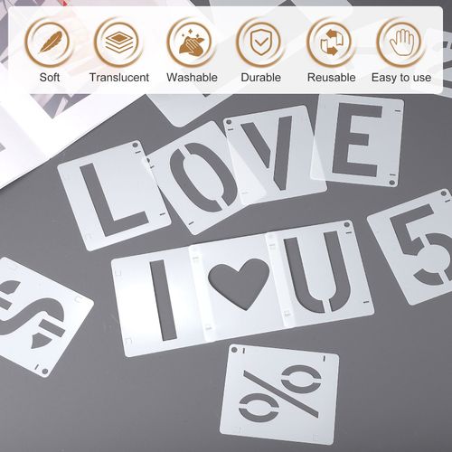 42pcs 8 Inch Letter Stencils Alphabet Number Stencil Interlocking, White — image 4