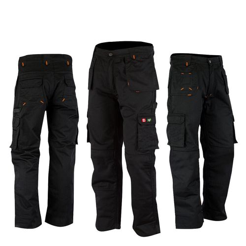 Mens Cargo Combat Work Trousers Size 32 to 44 Black Navy Trousers Knee Pads — image 1