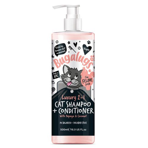 Bugalugs Luxury Cat Shampoo & Conditioner Papaya and Coconut 500ml with Pump