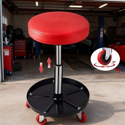 Creeper Seat Rolling Mechanic Stool Height Adjustable 360° Swivel Stool Storage