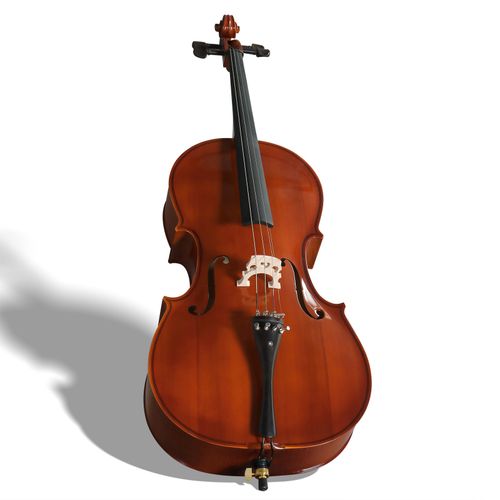 Glarry 4/4 Full Size Ebony Head Cello Tiger pattern w/ Bag Bow Rosin Natural — image 6