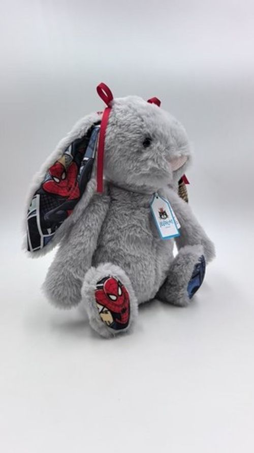 Bashful Silver Bunny Custom Spider-Man Ears Feet Soft Plush Toy WithTag