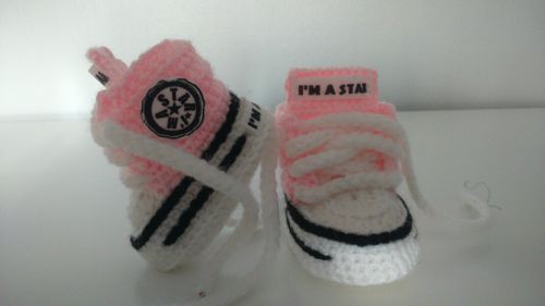 BABY CROCHET SHOES YOURS BABY'S NAME TRAINERS HANDMADE SNEAKERS — image 1