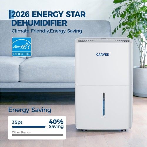 20L/Day Smart Dehumidifier w/5L Water Tank,Large Dehumidifier for Bedroom white
