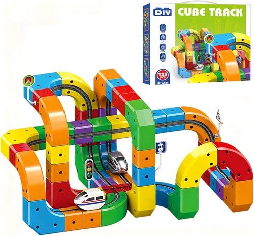 Electric Train Set, Track Fusion Toy, Magic Rail Cube Train Set, DIY Cube Track