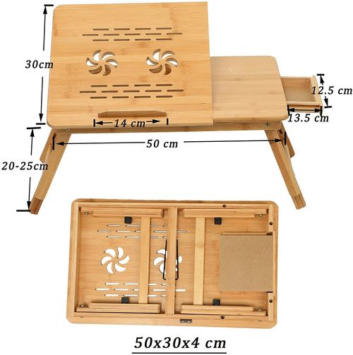 Bamboo Folding Laptop Stand Adjustable Angle Bed Breakfast Tray Table Macbook PC — image 5