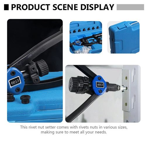 110PCS M3-M12 Professional Rivnut Tool Kit Hand Threaded Riveter Gun Blue Case — image 9
