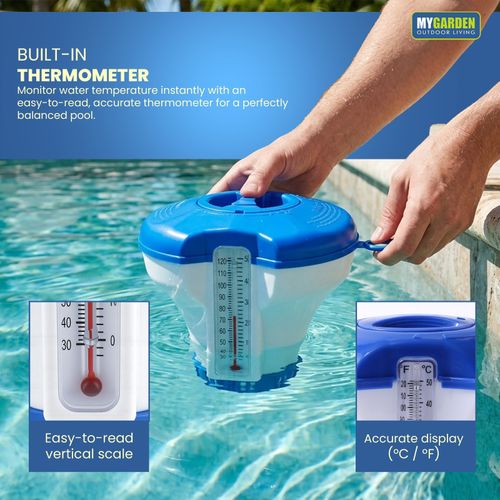 Floating Pool Chlorine Dispenser With Built In Thermometer Pools Hot Tubs Spas — image 6