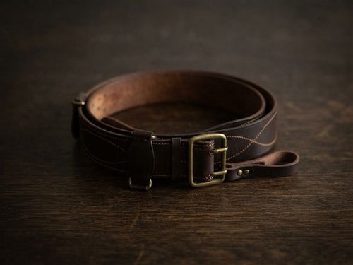 Vintage Soviet Officer Leather Belt & Shoulder Strap 1972 Brass — image 2