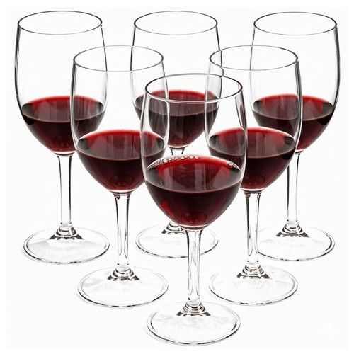 Set of 6 Clear High Quality Plastic Wine Glasses Goblets Indoor Outdoor Reusable
