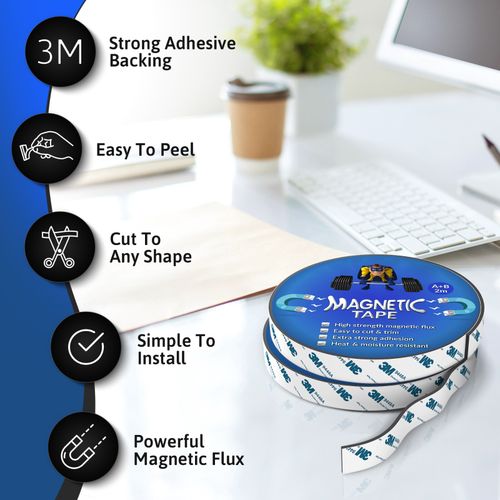 Magnetic Tape Self Adhesive Strong 3M Polarity A+B Magnet Sticky Strip Flexible — image 3