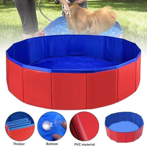 Foldable Dog Pool Thickened Pet Bath Tub W/Drain Valve Outdoor Pet Bathing Tub — image 11