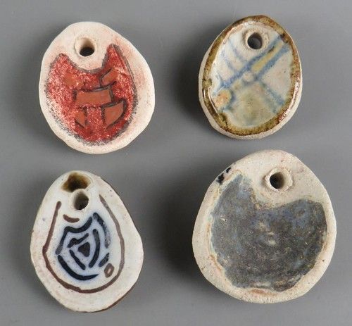 4 Oxshott Pottery Rosemary Wren Trial Glaze Tests Pendants Jewellery Making etc