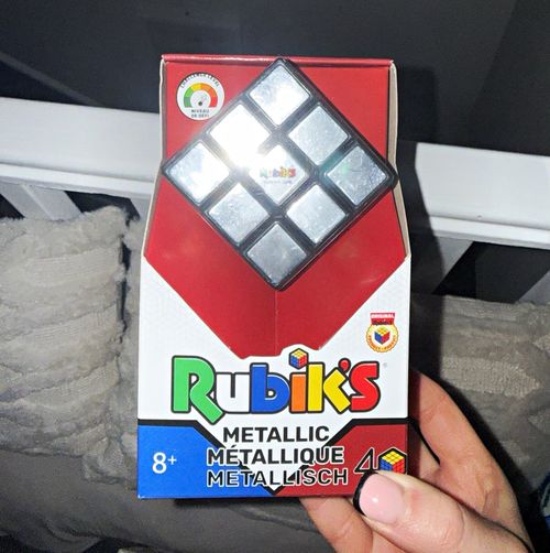Rubik's Metallic 3x3x3 Cube Twist Puzzle - Silver/Black Plastic — image 1