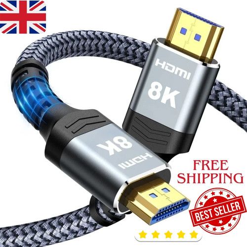 HDMI 2.1 8K TO 8K Ultra High Speed Cable 48Gbps Braided 120Hz HDR eARC Certified