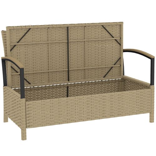 Outsunny 125L Garden Storage Bench, 2 Seater PE Rattan Outdoor Bench — image 10