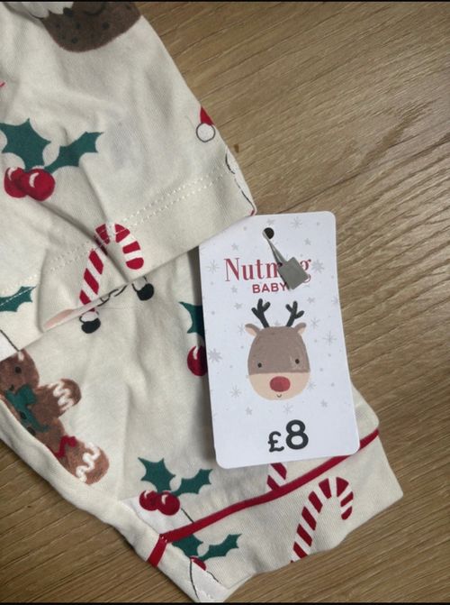 Nutmeg Christmas Santa Print Jersey Cotton One-Piece Babygrow 3-6 Months — image 2