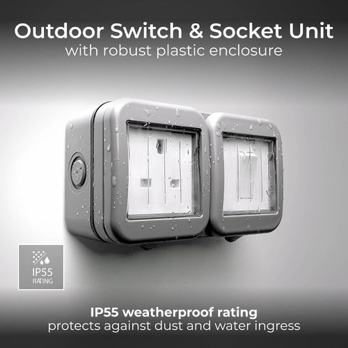 BG Electrical Outdoor Single Unswitched Power Wall Plug Socket and Single Wall S — image 2