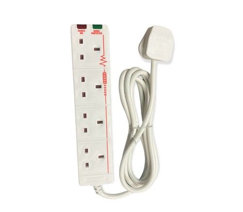 Masterplug 13 Amp 4 Way Surge Protected 2m Extension Lead