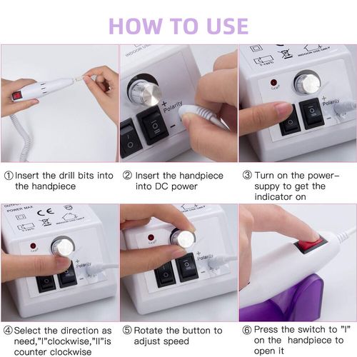 Electric Nail Art File Drill Machine Professional Manicure Pedicure False Set UK — image 6
