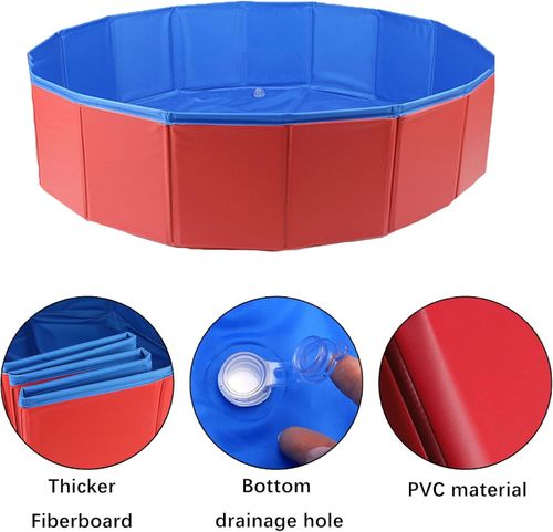 Foldable Dog Pool Thickened Pet Bath Tub W/Drain Valve Outdoor Pet Bathing Tub — image 10