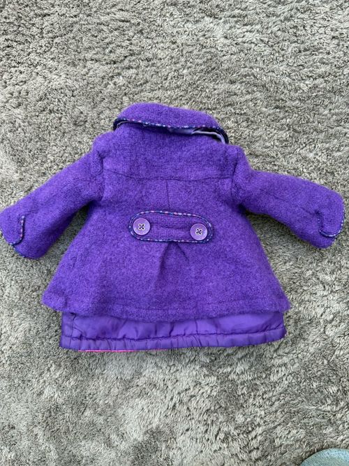 Baker Baby Ted Baker Girls Purple Wool Blend Coat 3-6 Months Pink Lined — image 12