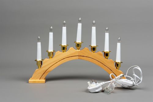  Wooden Candle Bridge Christmas Window Lights Decoration Pre-Lit Xmas Arch 7 LED — image 2