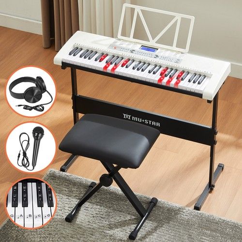 ♬Mustar LCD 61 Light-Up Keyboard Portable Beginner Learning Electronic Piano