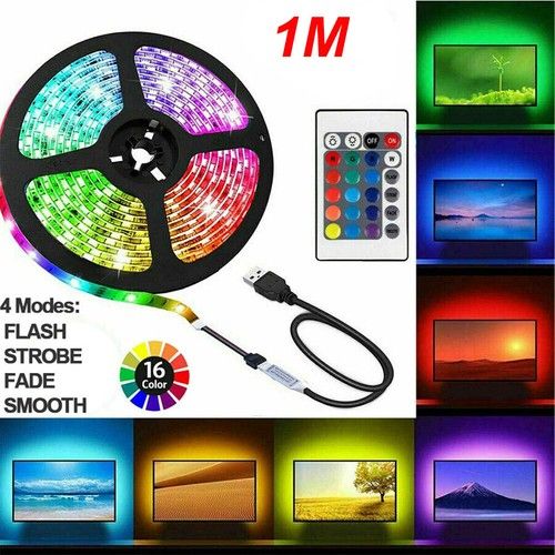 LED Strip Lights USB 1-20M 5050 RGB Light White Multi Colour Changing Tape TV UK