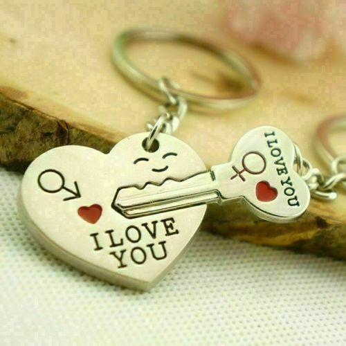 Romantic Gift For Her Him I Love You Keyring Heart Key Lover Couple Key Ring UK — image 1