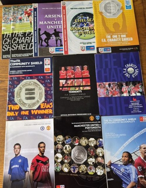 11 x Charity Shield Programmes Featuring Manchester United