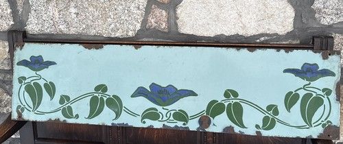 Antique Metal Enamel Art Nouveau Wall Art Panel 4 Foot Long
