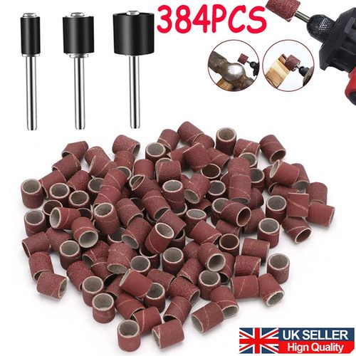 384PCS Drum Sanding Kit For Grit Nail Drill Bits Dremel Accessories Rotary Tools — image 4