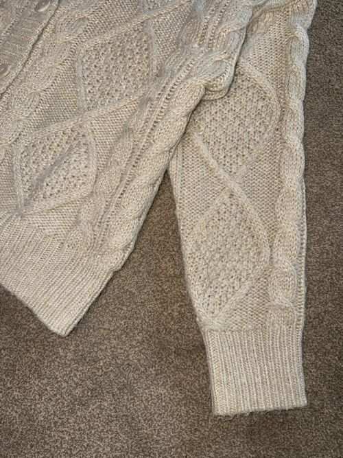Primark Women’s Cream Cable-Knit V-Neck Button Cardigan Long Sleeve M — image 2